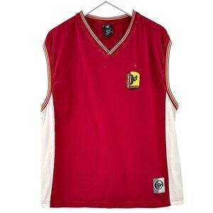 1990s Vintage Outkast Burgundy & White Sleeveless V-Neck Shirt Tank Top sz L